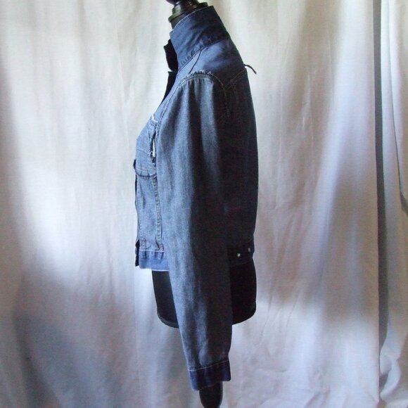 Brody jean jacket denim cowgirl cropped medium spring summer coat vintage 1990s - Picture 11 of 15